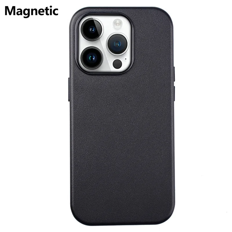 Acquisto all'ingrosso per custodia iPhone 14 Pro compatibile con MagSafe in PU + copertura posteriore del telefono in PC - Nero