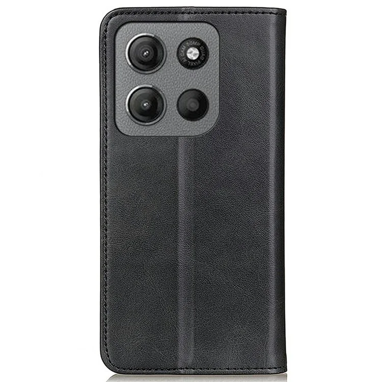 Для Motorola Moto G15 4G Чехол из разделенной кожи Flip Wallet Phone Cover - черный