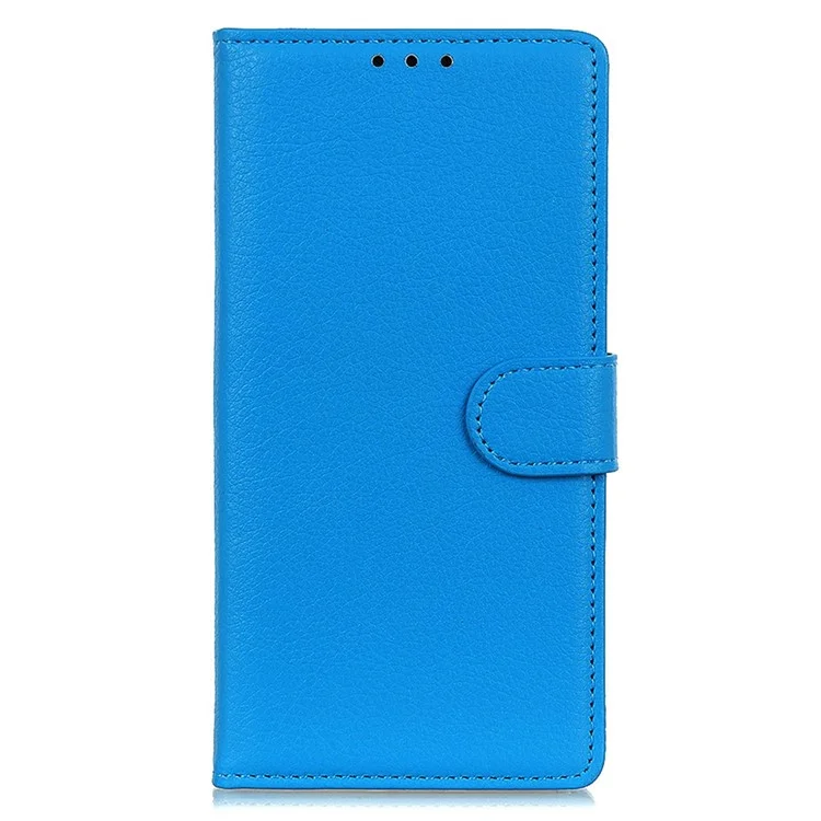 Funda de cartera de cuero PU con textura de litchi para Motorola Moto G15 4G - Azul