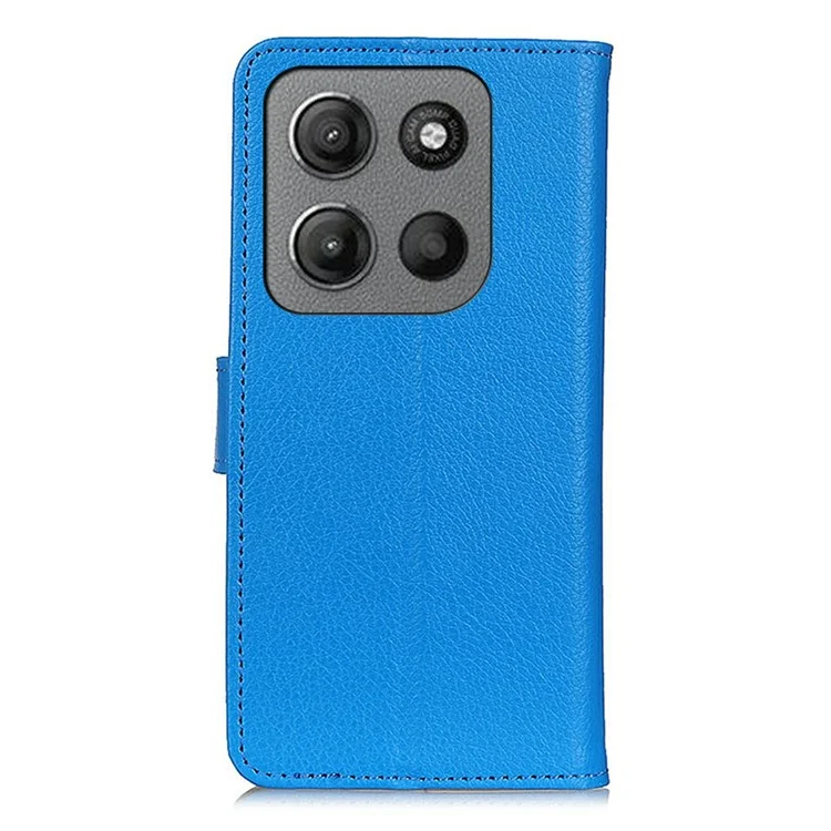 Funda de cartera de cuero PU con textura de litchi para Motorola Moto G15 4G - Azul