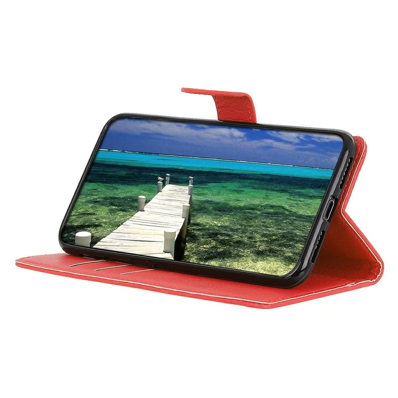 For Motorola Moto G17 Power 4G / G17 4G / G15 4G / G15 Power 4G Wallet Case PU Leather Phone Cover Litchi Texture - Red