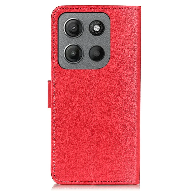 For Motorola Moto G17 Power 4G / G17 4G / G15 4G / G15 Power 4G Wallet Case PU Leather Phone Cover Litchi Texture - Red