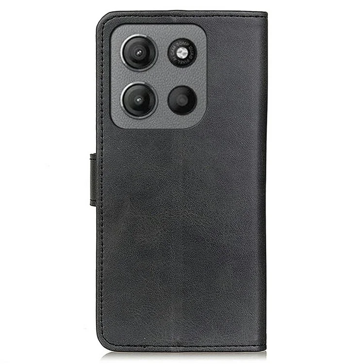 Funda de cartera con soporte para Motorola Moto G15 4G, textura de cuero de vaca - Negro