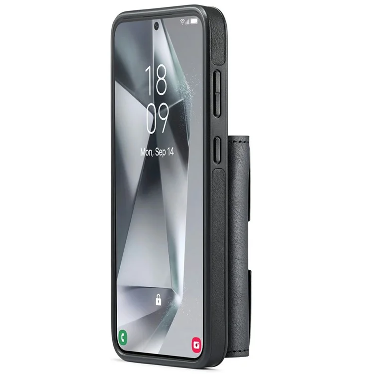 DG.MING M6 Series Magnetische Geldbörsen-Hülle für Samsung Galaxy S24 aus PU + PC + TPU - Schwarz
