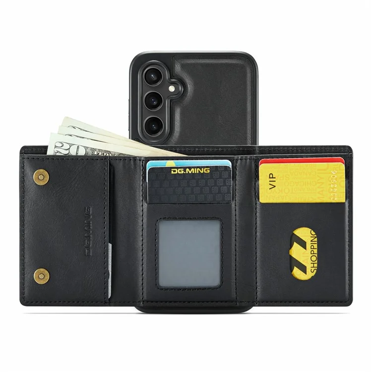 Funda para Samsung Galaxy S24 FE de la serie M6 de DG.MING, cartera magnética de PU + PC + TPU - Negro