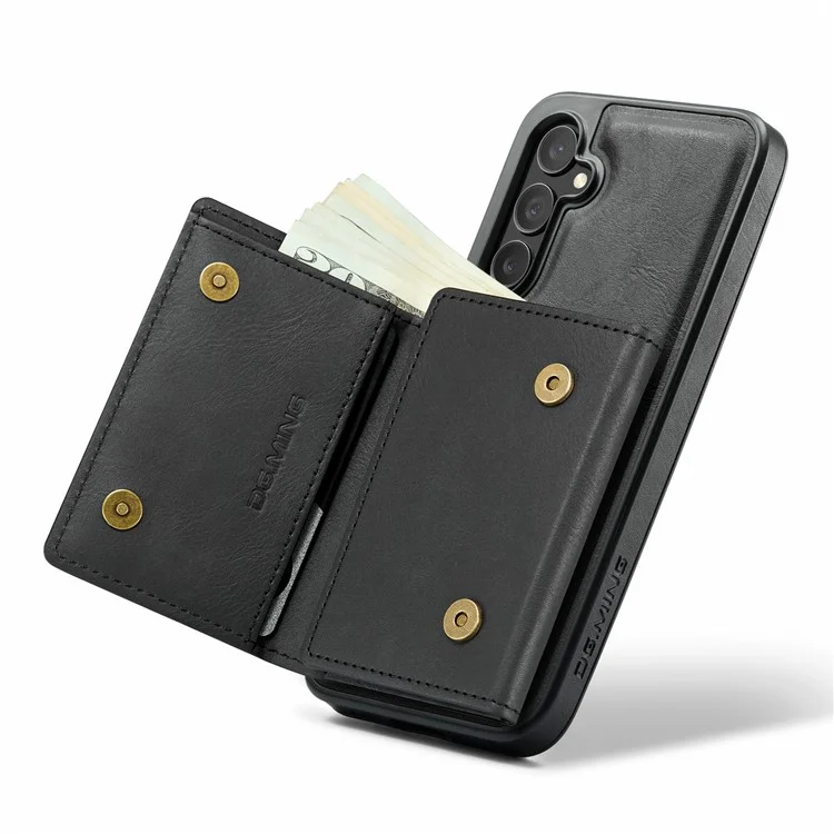 Funda para Samsung Galaxy S24 FE de la serie M6 de DG.MING, cartera magnética de PU + PC + TPU - Negro