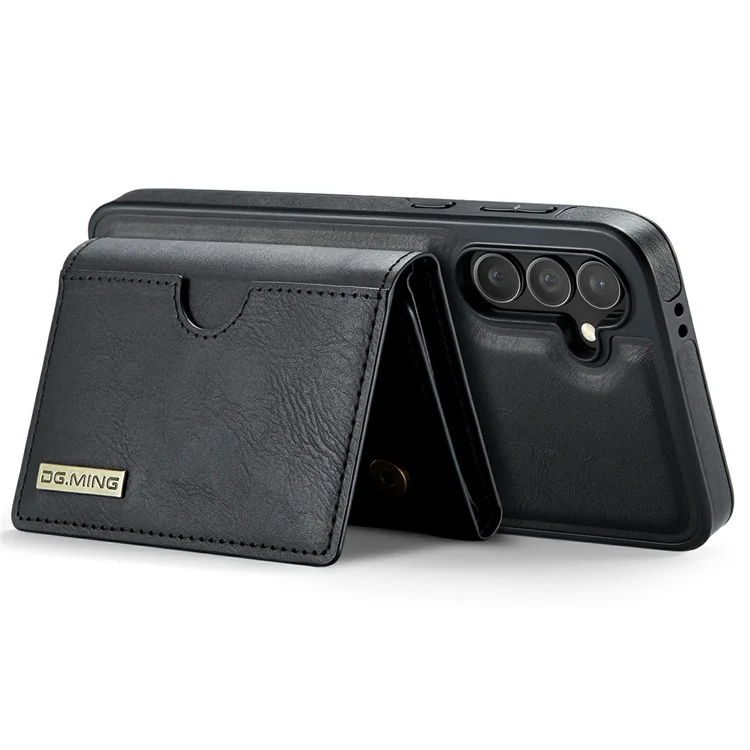 Funda para Samsung Galaxy S24 FE de la serie M6 de DG.MING, cartera magnética de PU + PC + TPU - Negro