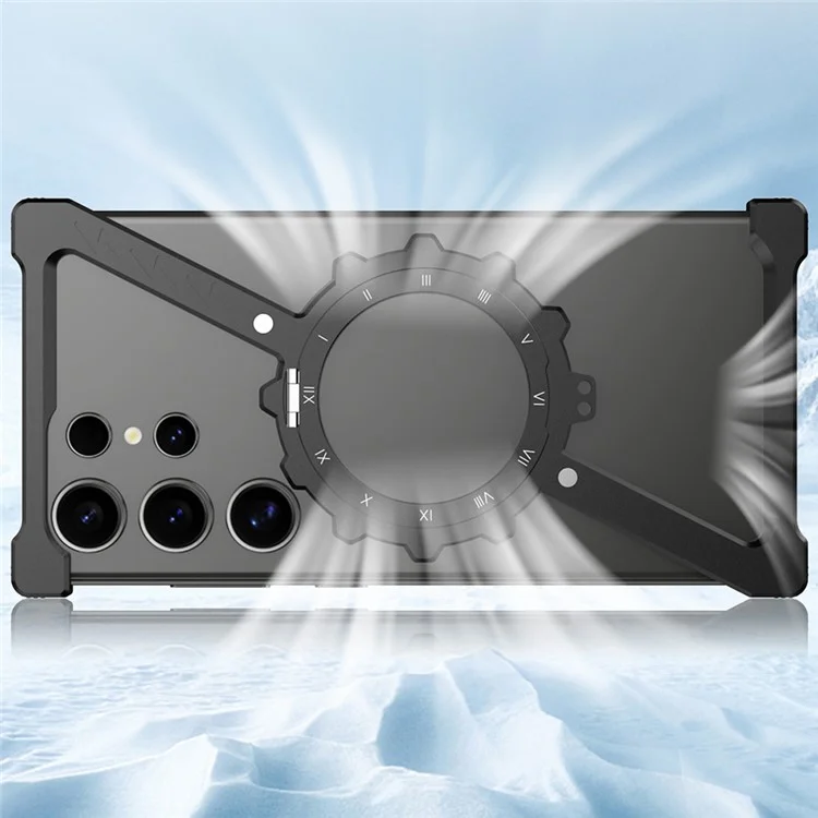 Custodia con supporto per Samsung Galaxy S23 Ultra compatibile con MagSafe, cover per telefono con paraurti a forma di Z - Nero