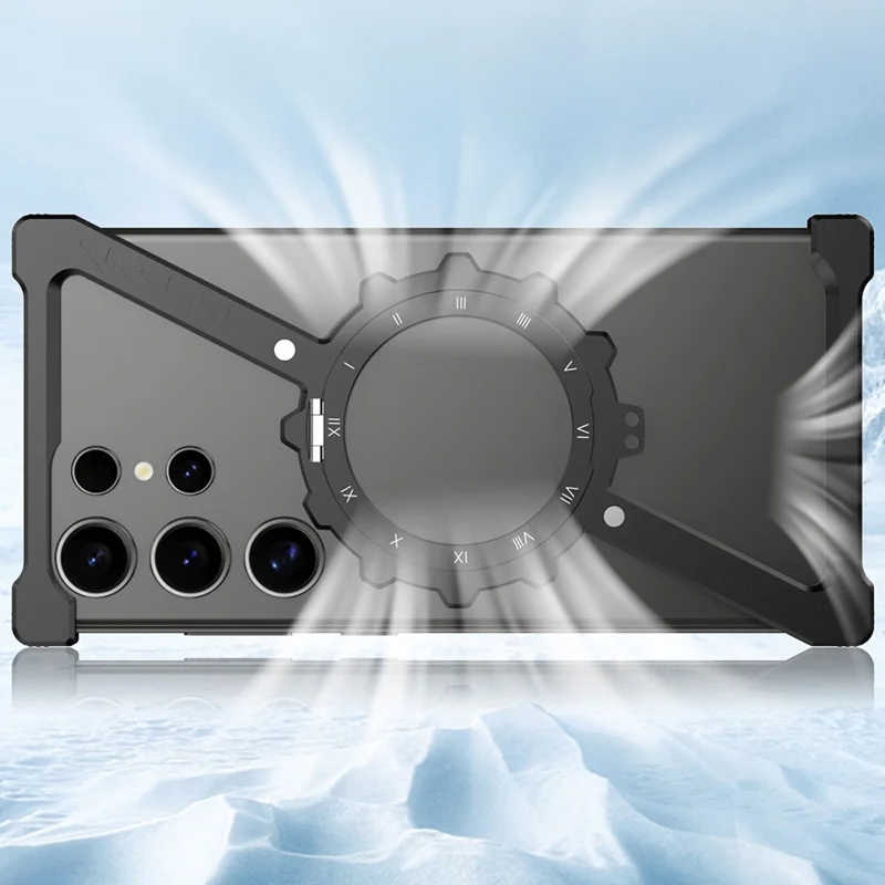 For Samsung Galaxy S23 Ultra Kickstand Magnetic Case Z Shape Bumper Phone Cover - Silver