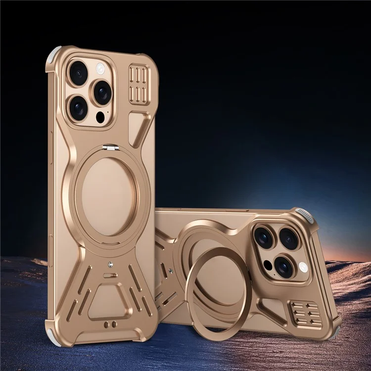 Custodia paraurti per iPhone 16 Pro compatibile con MagSafe, supporto metallico per telefono - Oro del deserto