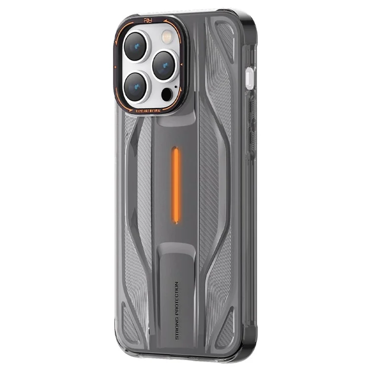 PQY Para iPhone 14 Pro Super Car Design Phone Case Soft TPU Anti-Scratch Shock-Absorbing Back Cover - Preto