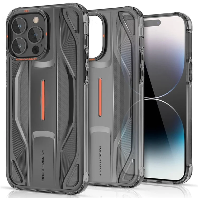 PQY Para iPhone 14 Pro Super Car Design Phone Case Soft TPU Anti-Scratch Shock-Absorbing Back Cover - Preto