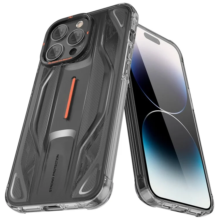 PQY Para iPhone 14 Pro Super Car Design Phone Case Soft TPU Anti-Scratch Shock-Absorbing Back Cover - Preto