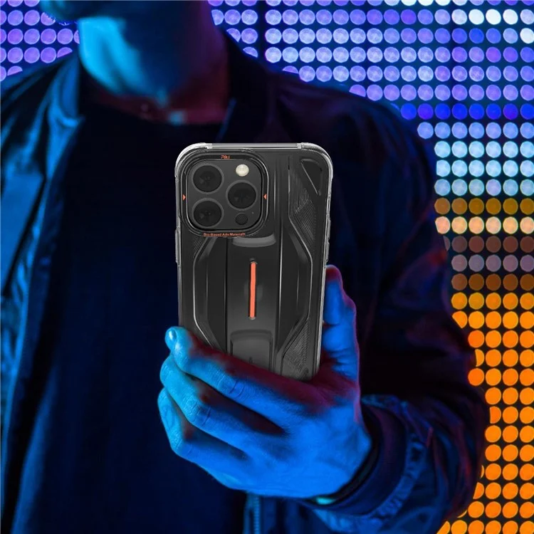 PQY Para iPhone 14 Pro Super Car Design Phone Case Soft TPU Anti-Scratch Shock-Absorbing Back Cover - Preto