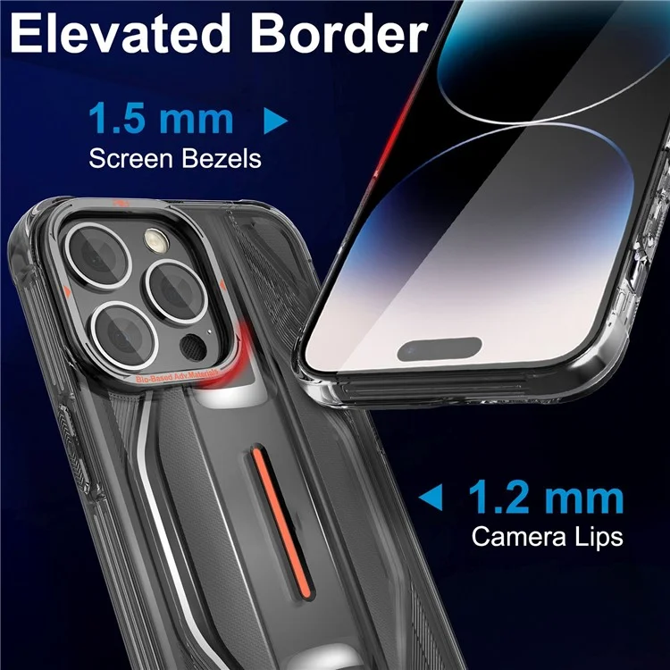 PQY Para iPhone 14 Pro Super Car Design Phone Case Soft TPU Anti-Scratch Shock-Absorbing Back Cover - Preto