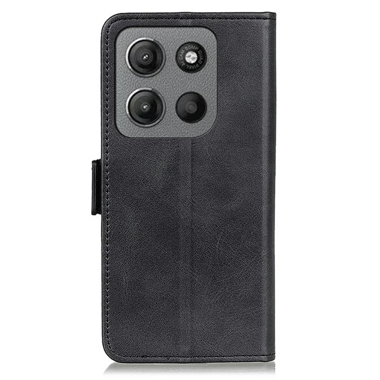 Für Motorola Moto G15 4G / G05 4G Hülle, Standhalterung, Rindsleder-Textur, PU-Leder-Handyhülle - Schwarz