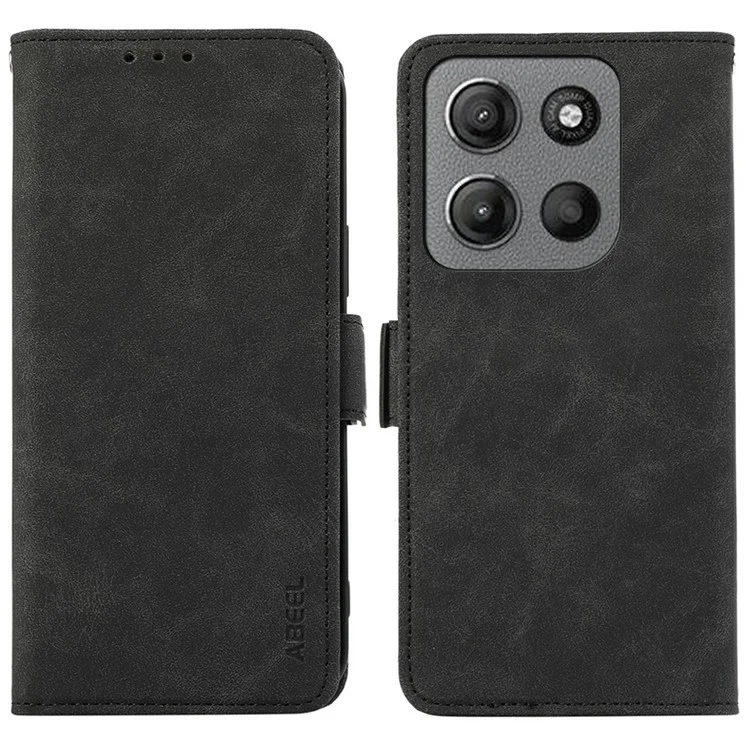 ABEEL Para Motorola Moto G15 4G / G05 4G Capa de couro sintético com suporte e bloqueio RFID - Preto