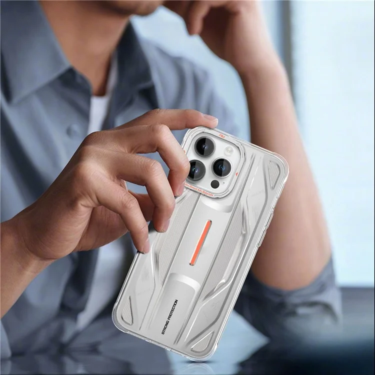 PQY For iPhone 14 Pro Max Super Car Design Bio-TPU Phone Case Strong Protection Anti-Scratch Shockproof Cover - Transparent