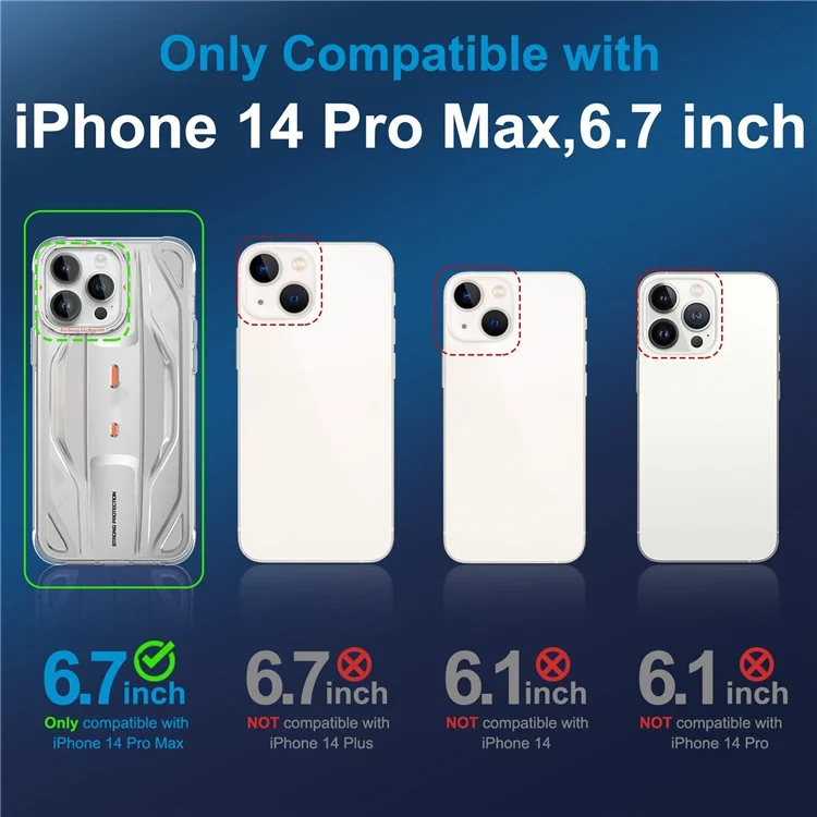 PQY For iPhone 14 Pro Max Super Car Design Bio-TPU Phone Case Strong Protection Anti-Scratch Shockproof Cover - Transparent