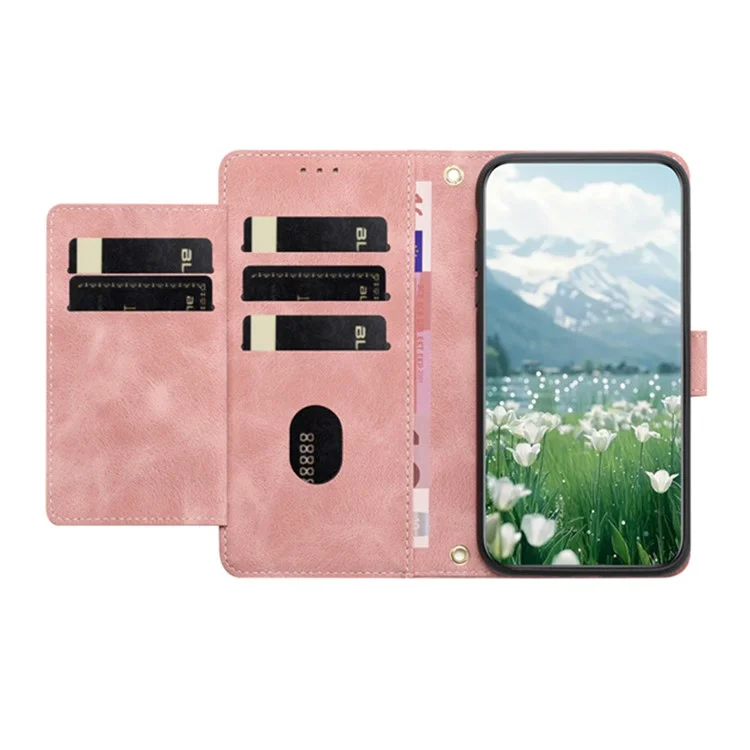 Für Motorola Moto G85 5G / S50 Neo 5G Tulip Ledertasche Handyhülle mit 5 Kartenfächern Geldbörse - Pink