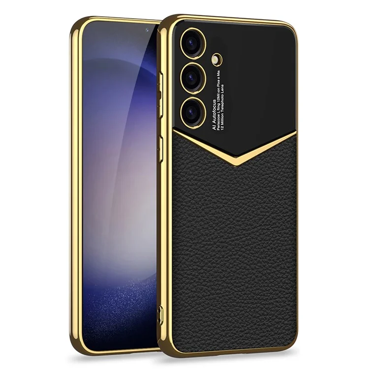 GKK Hülle für Samsung Galaxy S25+ Fälle Elektroplattierung PU + PC + TPU Handyhülle - Schwarz