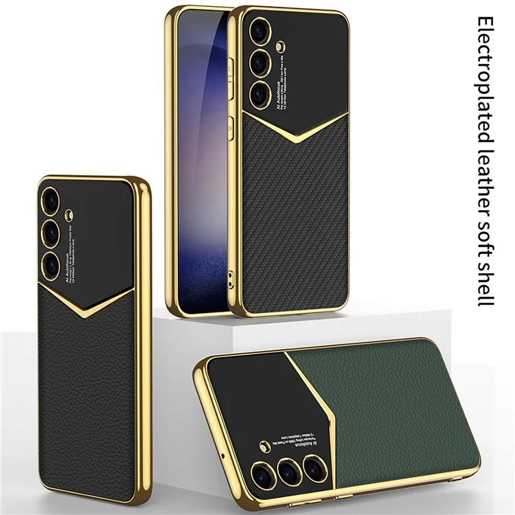 GKK Hülle für Samsung Galaxy S25+ Fälle Elektroplattierung PU + PC + TPU Handyhülle - Schwarz