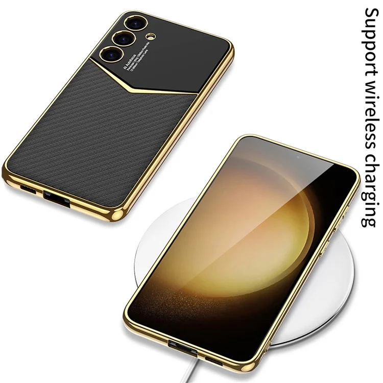 GKK Hülle für Samsung Galaxy S25+ Fälle Elektroplattierung PU + PC + TPU Handyhülle - Schwarz