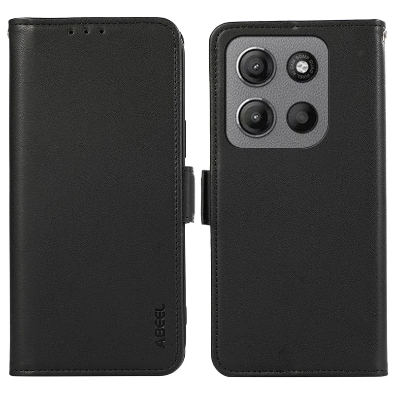 ABEEL لجهاز Motorola Moto G15 4G غطاء جلد لهاتف مع محفظة تمنع إشارات RFID - أسود