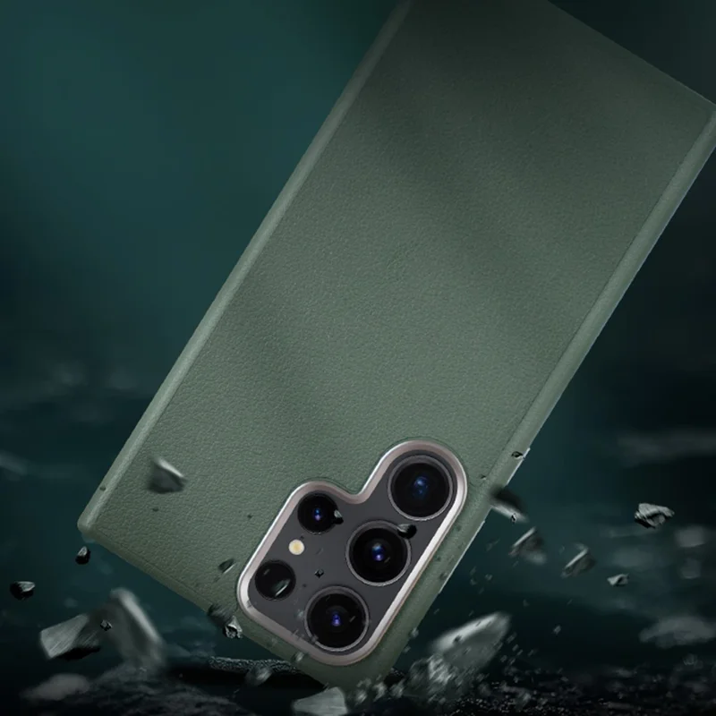 X-LEVEL Hülle für Samsung Galaxy S25 Ultra, PU-Leder, harte PC-Rückseite - Grün