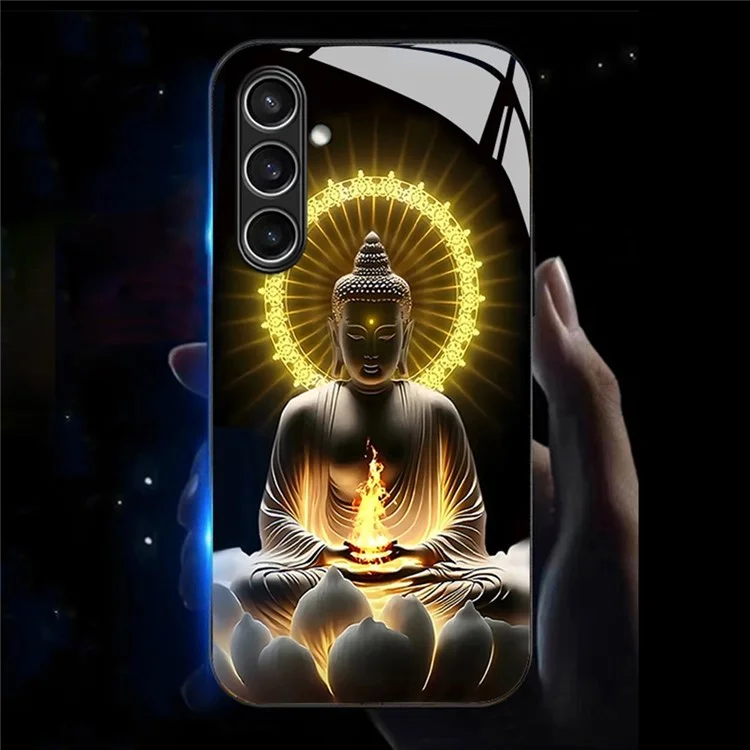 Чехол для Samsung Galaxy S25+ Серия Call Flash, узорная печать, закаленное стекло + ТПУ-комбо, чехол для телефона - Свет Будды сияет