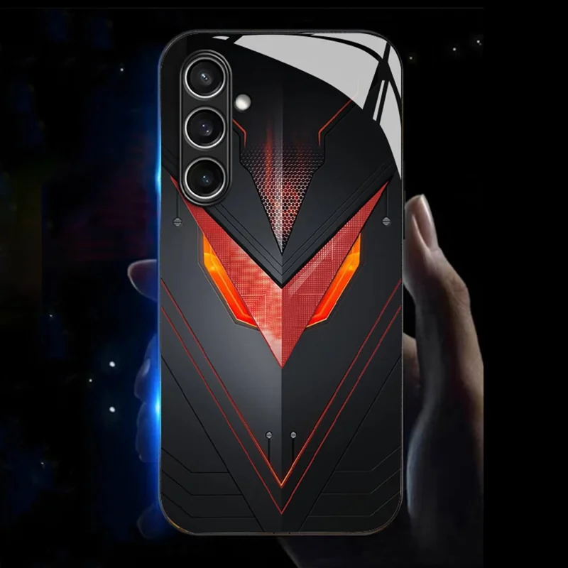 For Samsung Galaxy S25+ Case Call Flash Series Pattern Printing Tempered Glass + TPU Combo Phone Case - Red Triangle Armor