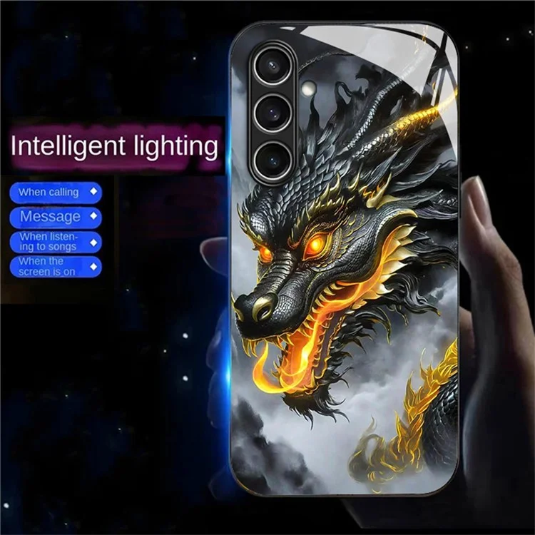 Чехол для Samsung Galaxy A26 5G серии Call Flash с узорчатой печатью, закаленное стекло + ТПУ комбо-чехол для телефона - Черный дракон