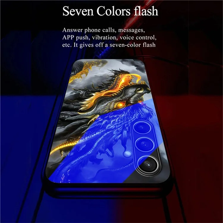 Чехол для Samsung Galaxy A26 5G серии Call Flash с узорчатой печатью, закаленное стекло + ТПУ комбо-чехол для телефона - Черный дракон