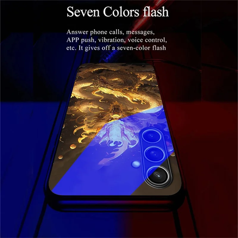 For Samsung Galaxy A17 5G / A17 4G / A26 5G Case Call Flash Series Pattern Printing Tempered Glass + TPU Combo Phone Case - Golden Dragon