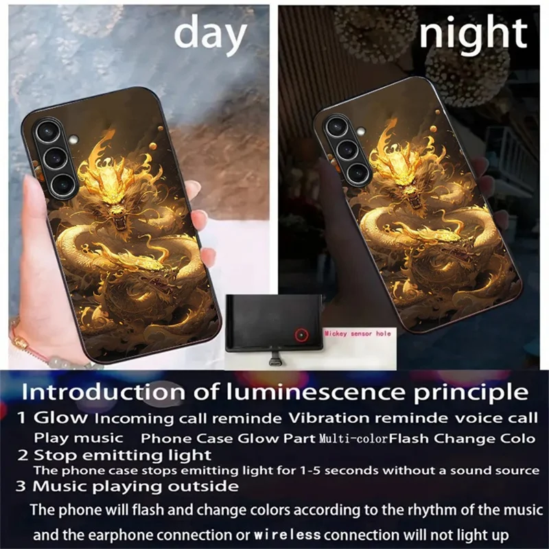 For Samsung Galaxy A17 5G / A17 4G / A26 5G Case Call Flash Series Pattern Printing Tempered Glass + TPU Combo Phone Case - Golden Dragon