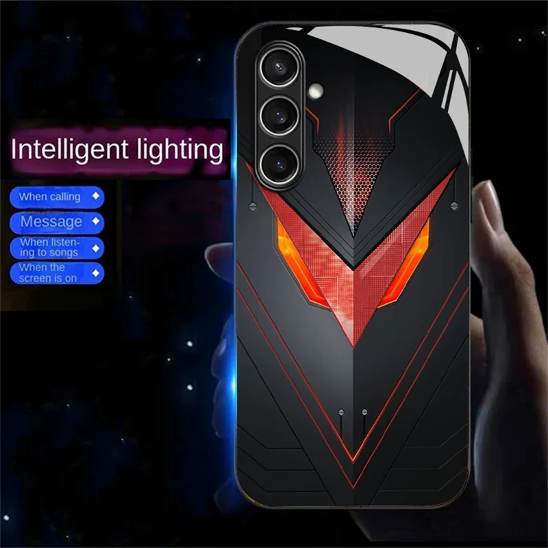 For Samsung Galaxy A36 5G Case Call Flash Series Pattern Printing Tempered Glass + TPU Combo Phone Case - Red Triangle Armor