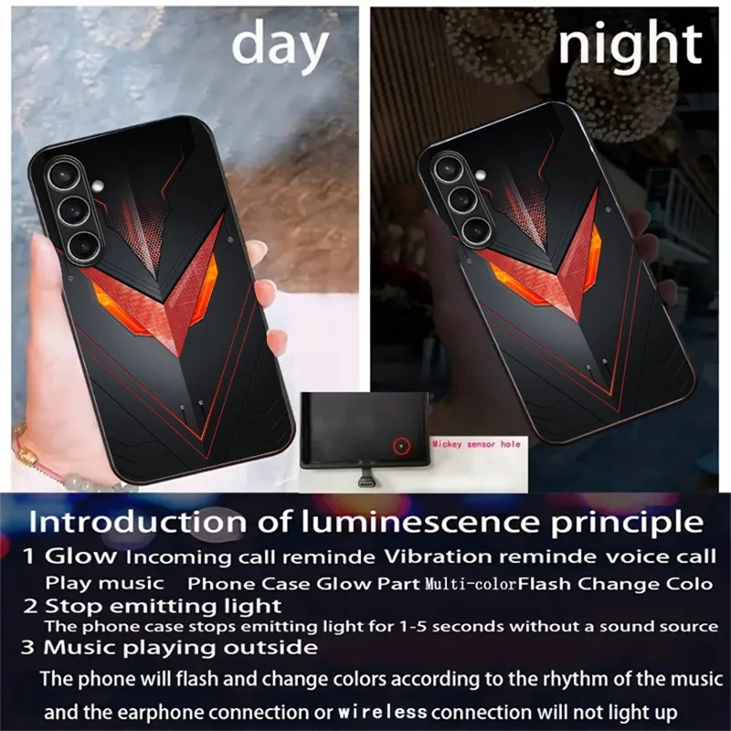 For Samsung Galaxy A36 5G Case Call Flash Series Pattern Printing Tempered Glass + TPU Combo Phone Case - Red Triangle Armor