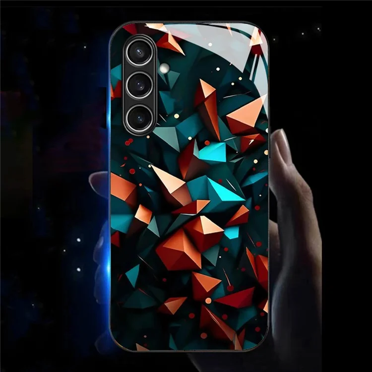 Для Samsung Galaxy A56 5G Чехол Вызов Flash Series Pattern Printing Tempered Glass + TPU Combo Phone Case - Цветной узор из бриллиантов