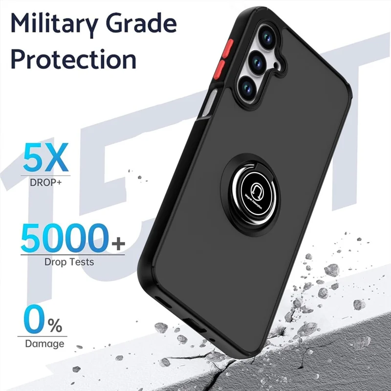 Чехол для Samsung Galaxy A16 5G / 4G ПК + ТПУ с кольцевой подставкой, защитой от падения - Черный / Красный
