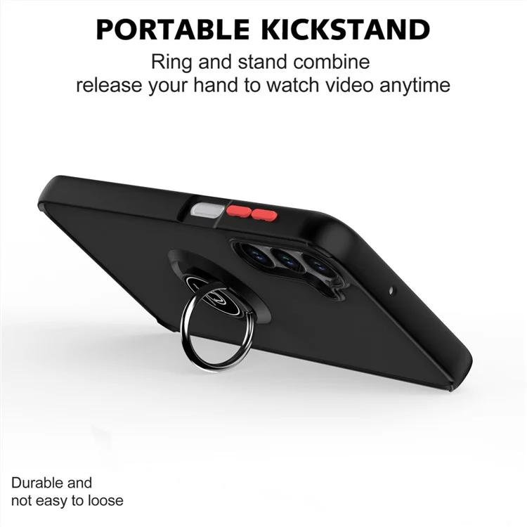 Étui pour Samsung Galaxy S25+ en PC + TPU avec anneau de support anti-chute - Noir / Rouge