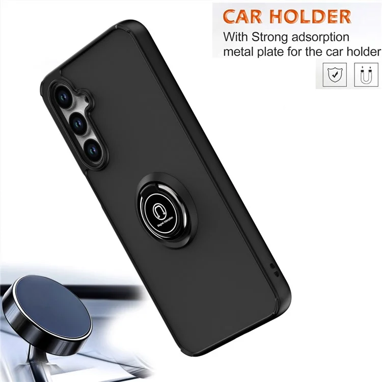 Étui pour Samsung Galaxy S25+ en PC + TPU avec anneau de support anti-chute - Noir / Rouge