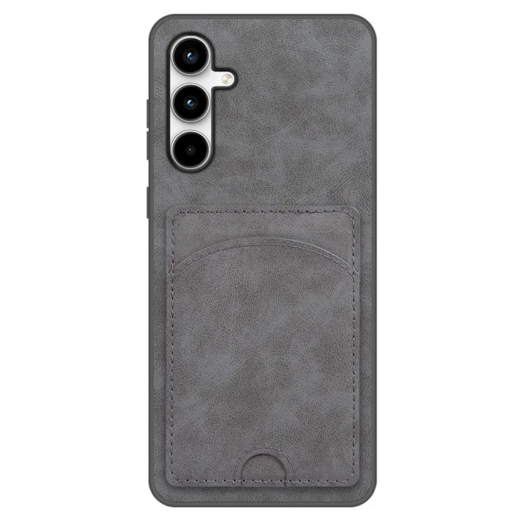 Für Samsung Galaxy A36 5G Hülle Ständer Lederüberzogene TPU-Handyhülle mit Kartenfach - Grau