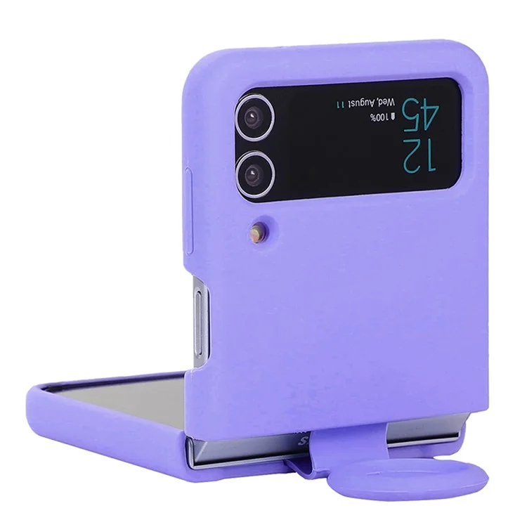 Per Samsung Galaxy Z Flip3 5G Custodia in silicone liquido Telefono Custodia a prova di caduta Copertura protettiva pieghevole con supporto per anello per il dito - Viola