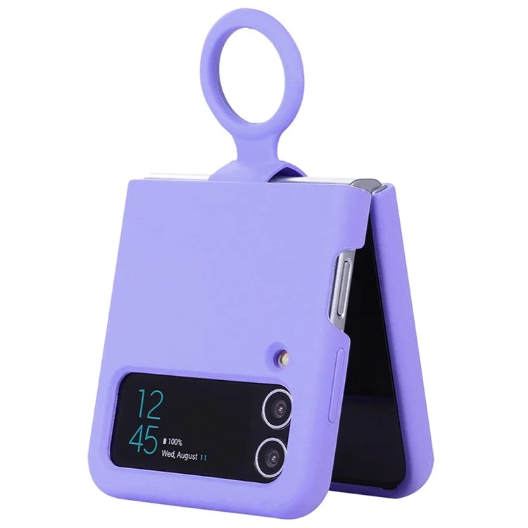 Per Samsung Galaxy Z Flip3 5G Custodia in silicone liquido Telefono Custodia a prova di caduta Copertura protettiva pieghevole con supporto per anello per il dito - Viola