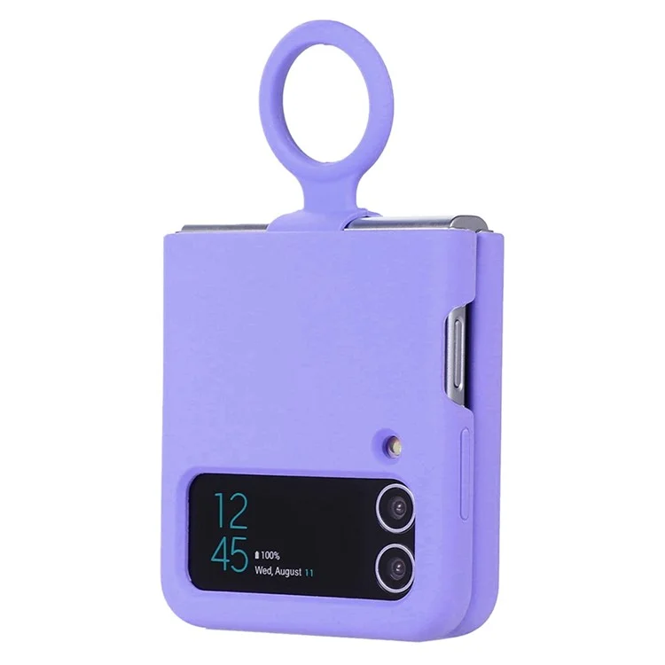 Per Samsung Galaxy Z Flip3 5G Custodia in silicone liquido Telefono Custodia a prova di caduta Copertura protettiva pieghevole con supporto per anello per il dito - Viola