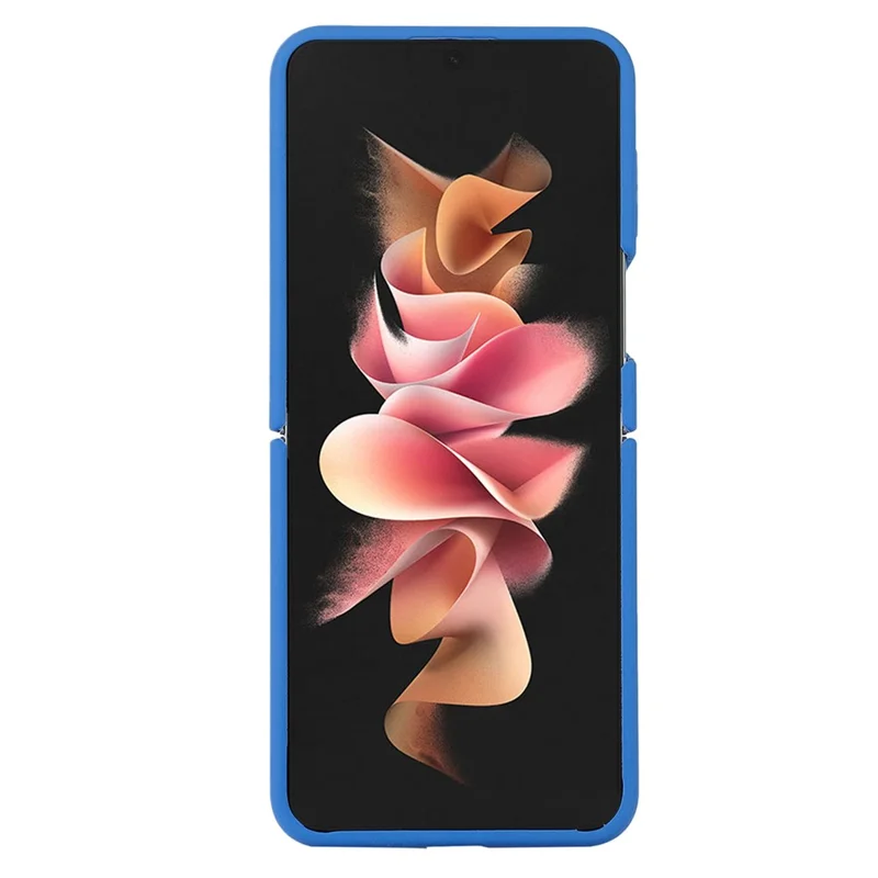 For Samsung Galaxy Z Flip3 5G Liquid Silicone Phone Case Drop-proof Folding Protective Cover with Finger Ring Holder - Navy Blue