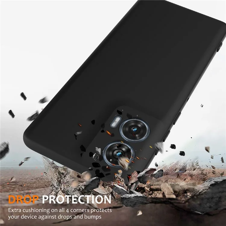 Für Motorola Edge 50 Fusion 5G Hülle kompatibel mit MagSafe, Anti-Drop, flüssiges Silikon Handyhülle mit Schlüsselband - Schwarz