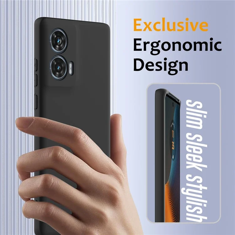 Für Motorola Edge 50 Fusion 5G Hülle kompatibel mit MagSafe, Anti-Drop, flüssiges Silikon Handyhülle mit Schlüsselband - Schwarz