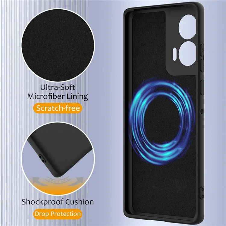 Für Motorola Edge 50 Fusion 5G Hülle kompatibel mit MagSafe, Anti-Drop, flüssiges Silikon Handyhülle mit Schlüsselband - Schwarz