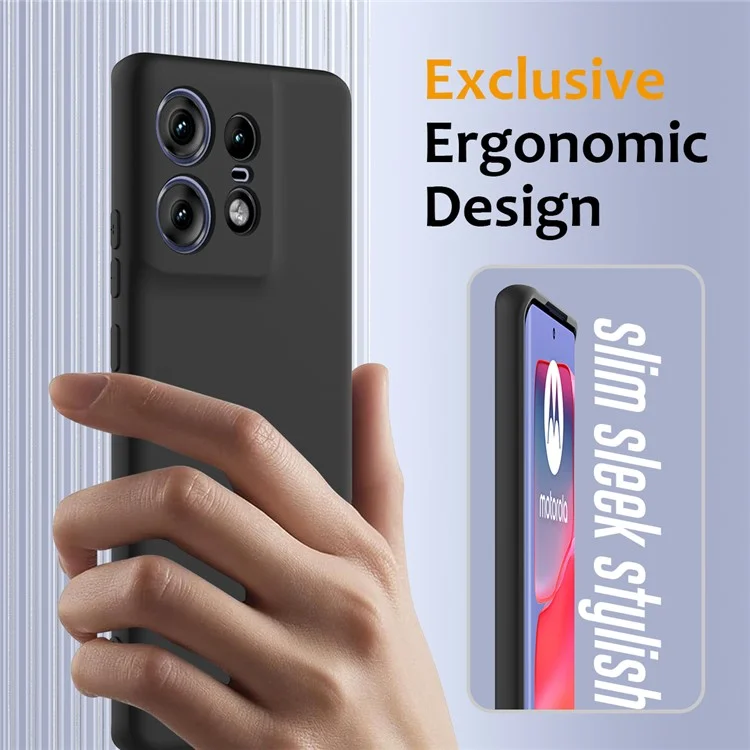 Für Motorola Edge 50 Pro 5G Hülle kompatibel mit MagSafe Anti-Drop Flüssigsilikon Handyhülle mit Schlüsselband - Schwarz